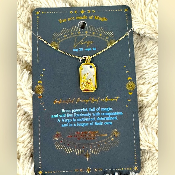 Jewelry - Virgo Zodiac Necklace – 14k Gold Dipped, Mother of Pearl